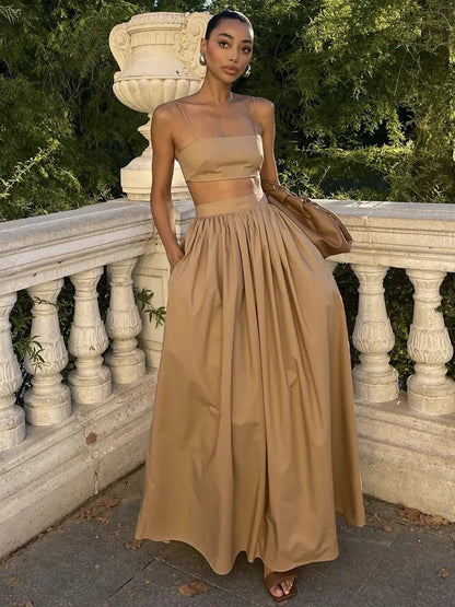 Strappy Crop Top Two-Piece Set