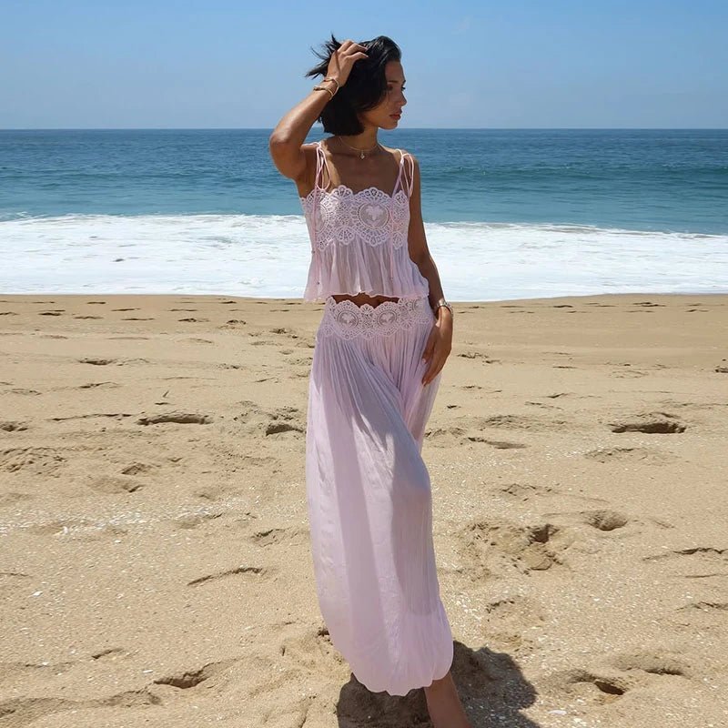 Floral Lace Ruffle Two-Piece Set