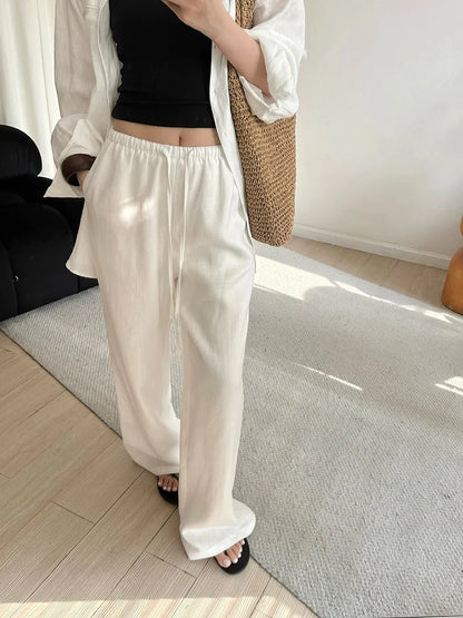 Breathable Wide Leg Linen Pants