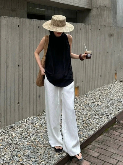 Breathable Wide Leg Linen Pants
