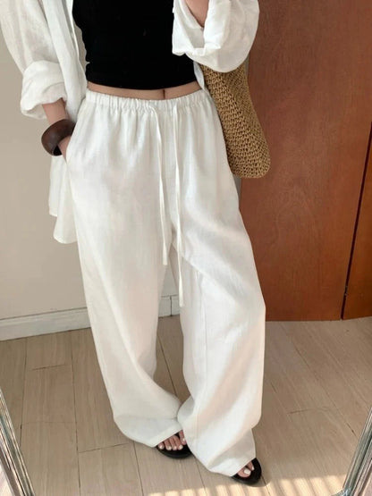 Breathable Wide Leg Linen Pants