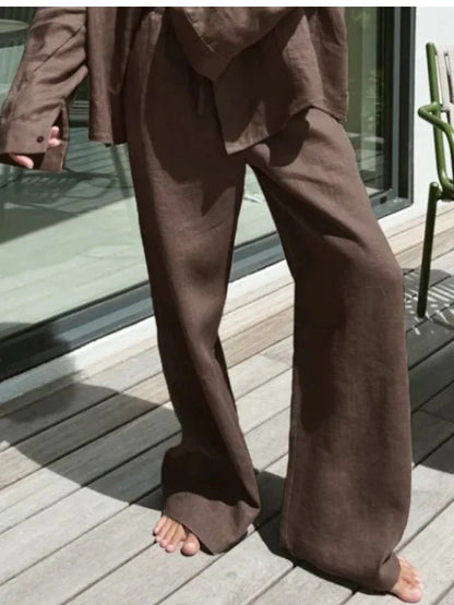 Breathable Wide Leg Linen Pants