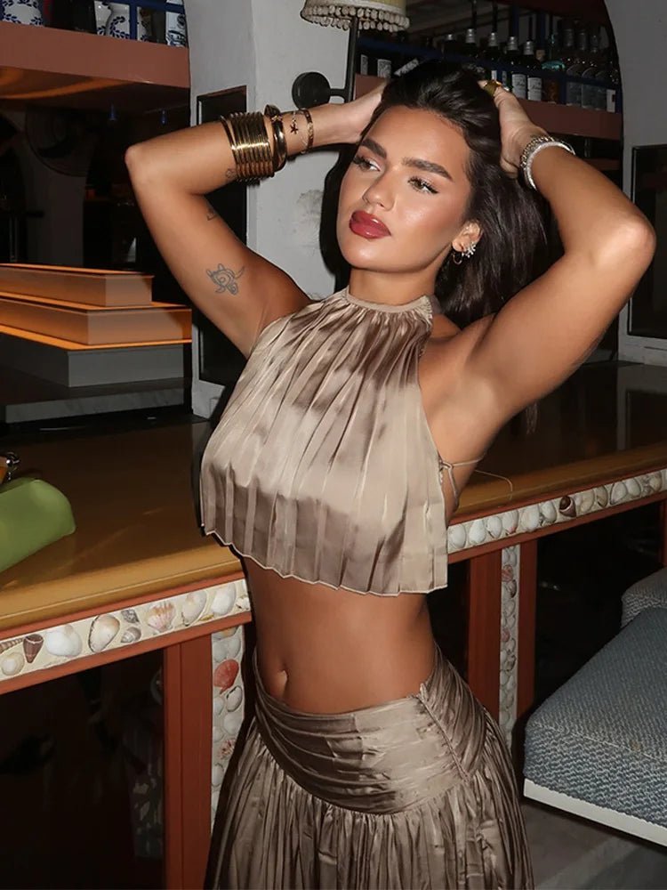 Halter Backless Crop Top & Skirt Set