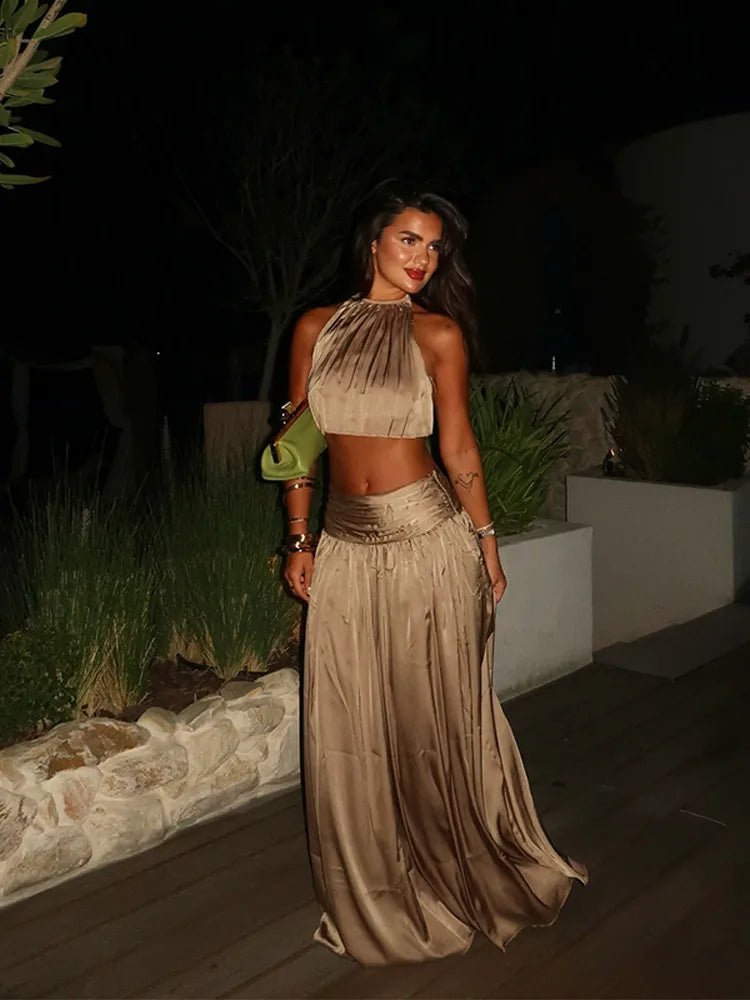 Halter Backless Crop Top & Skirt Set