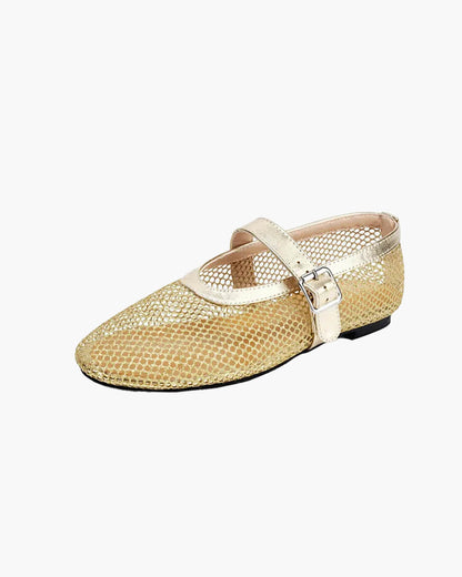 Luella Buckled Mesh Ballet Flats