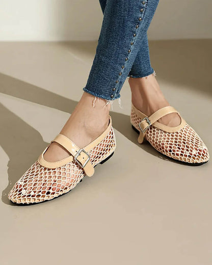 Luella Buckled Mesh Ballet Flats