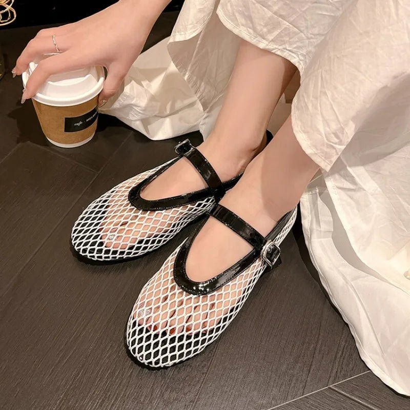 Luella Buckled Mesh Ballet Flats