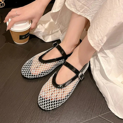 Luella Buckled Mesh Ballet Flats
