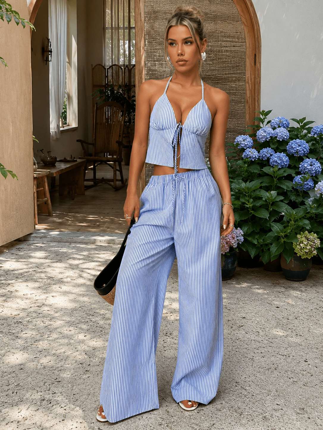 Emilia Striped Halter Top Set