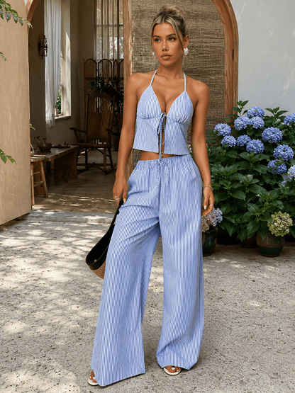 Emilia Striped Halter Top Set