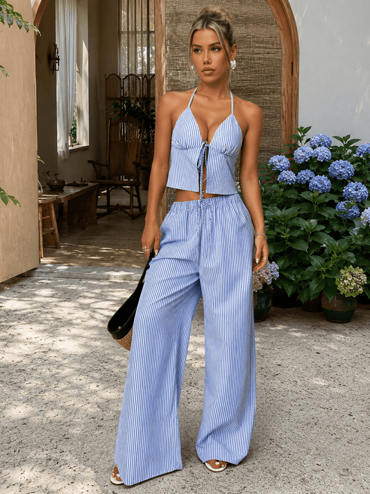 Emilia Striped Halter Top Set