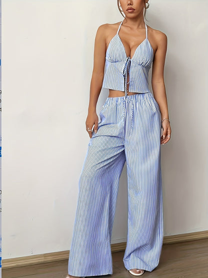 Emilia Striped Halter Top Set