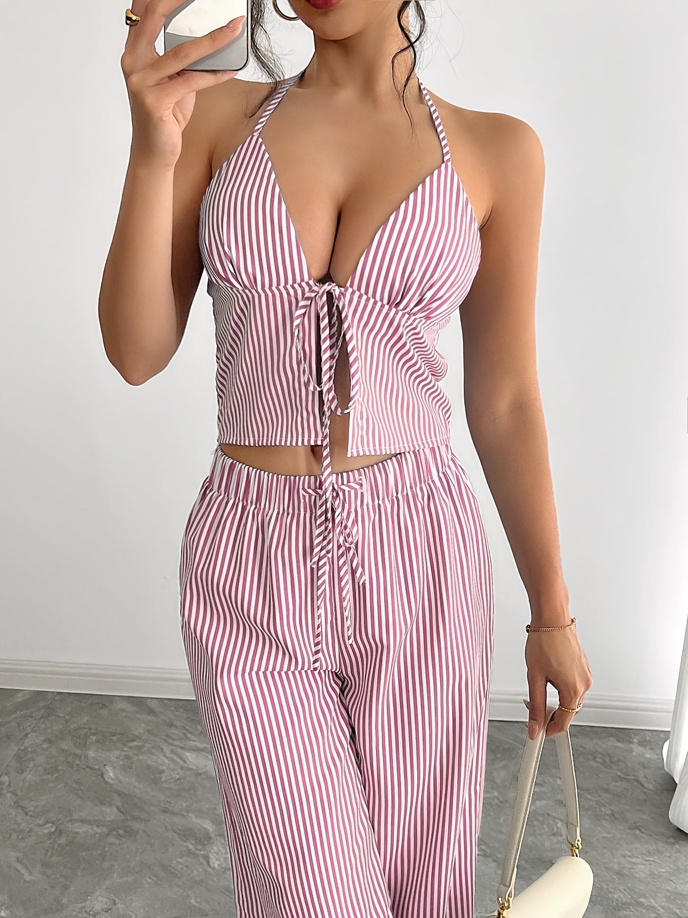 Emilia Striped Halter Top Set