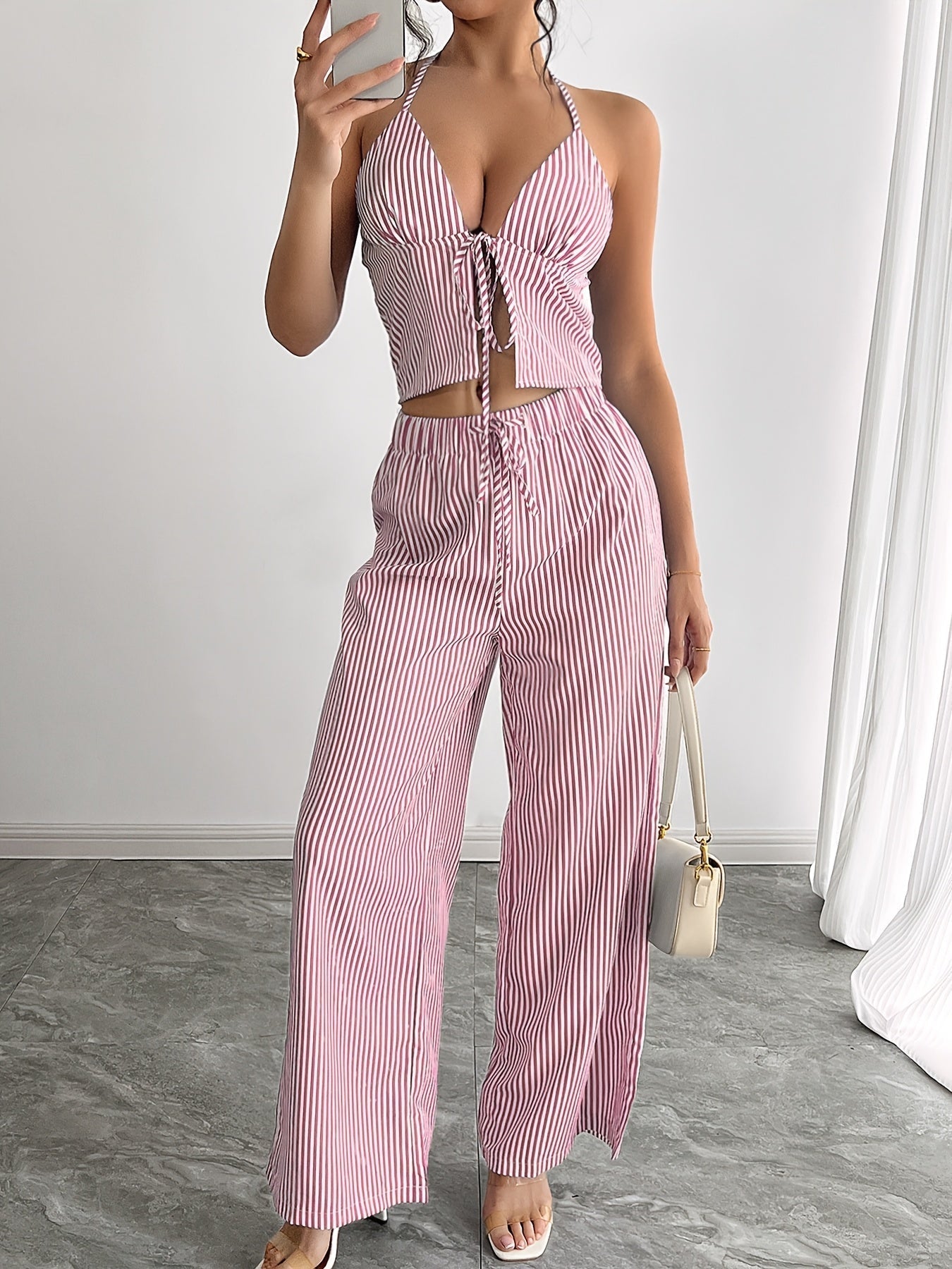 Emilia Striped Halter Top Set