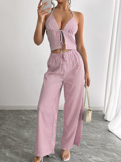 Emilia Striped Halter Top Set
