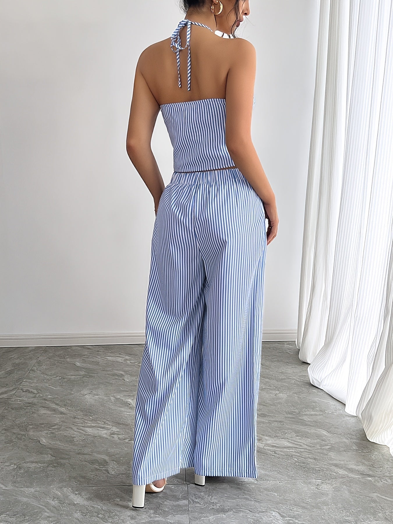 Emilia Striped Halter Top Set