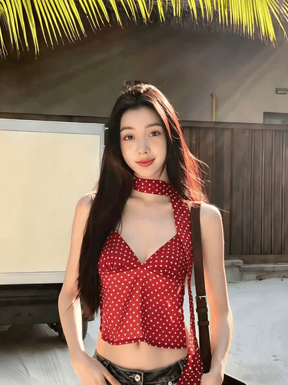 Chic Polka Dot Backless Cami Top