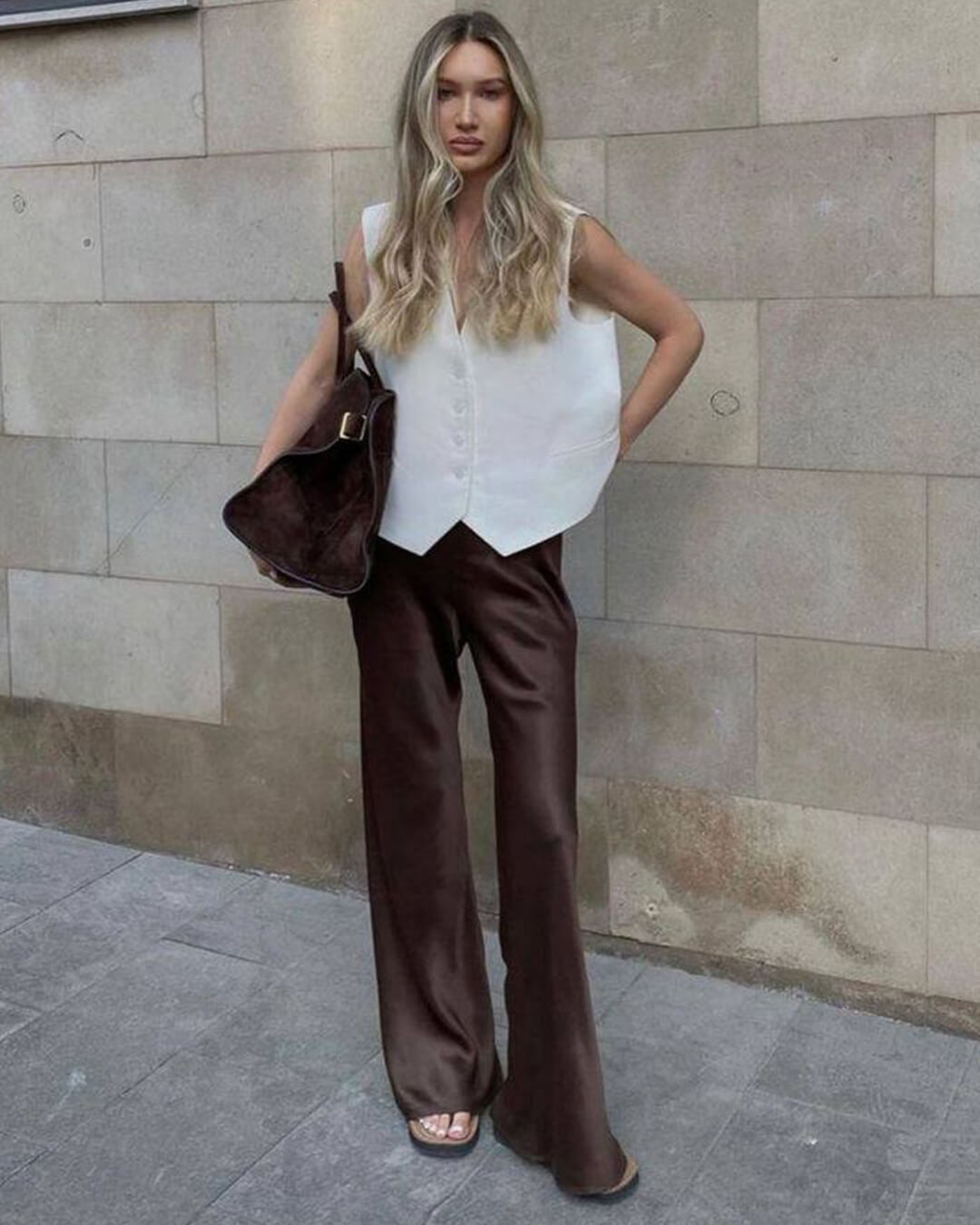 Sienna High Waist Satin Wide Leg Trousers